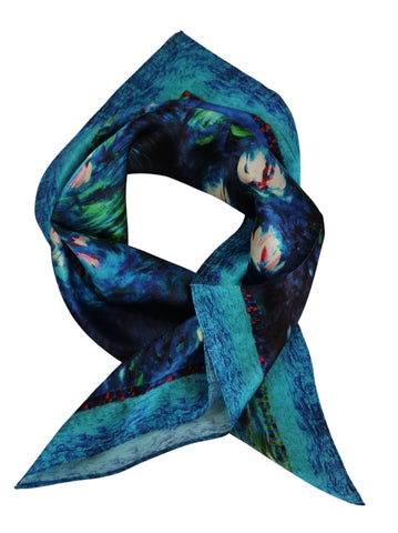 Silk Neckerchief Small Square Silk Scarf Water Lilies by Monet XFJ422