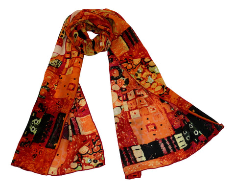 Long Charmeuse Silk Scarf Classic Painting By Klimt LZD123