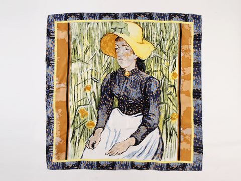 Large Square Silk Scarf 36x36" (90x90cm) Classic Painting SZD004