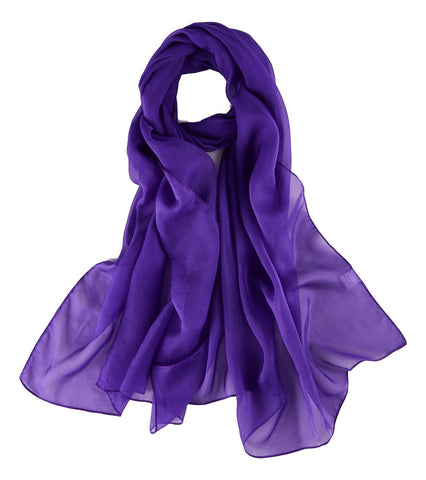 Long Silk Chiffon Scarf Solid Purple Color SQL209