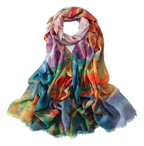 Yangtze Store 100% Wool Scarf Rainbow Color Art Print WO3014