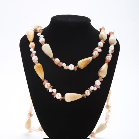 67" Endless Necklace Freshwater Pearl with Shells PN223