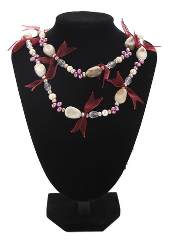 71" Endless Necklace Freshwater Pearl with Crystals PN224