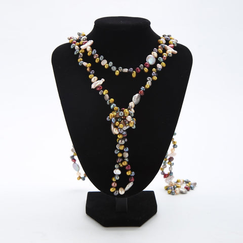 Yangtze Store Extra Long 79" Freshwater Pearl Endless Necklace Mixed Color PN216