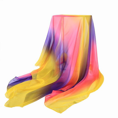 Yangtze Store Extra Wide Chiffon Scarf Beach Scarf Purple Yellow and Pink CHD401