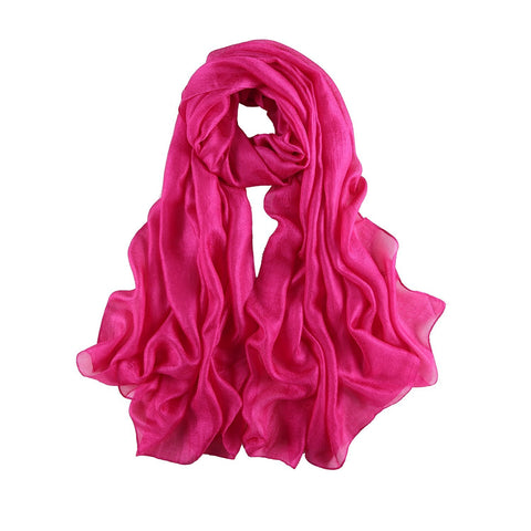 Yangtze Store Extra Wide Flax Feel Scarf Solid Fuchsia Color FLX009