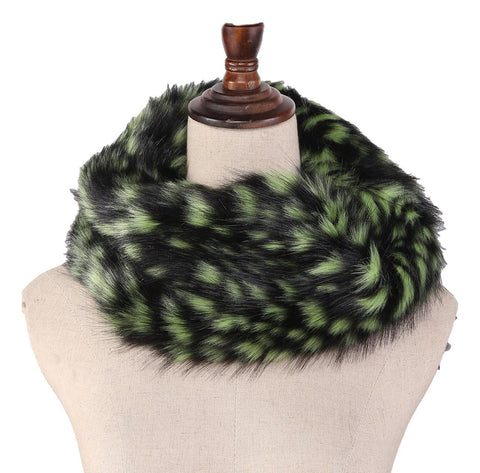 Yangtze Store Faux Fur Neck Warmer Black and Green Color WARM002