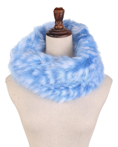 Yangtze Store Faux Fur Neck Warmer Blue and White Color WARM004