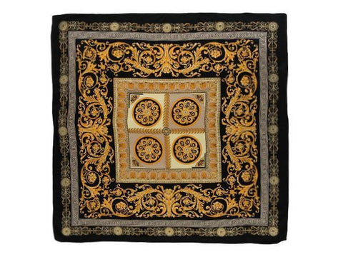 Yangtze Store Large Square Silk Scarf 36x36" (90x90cm) Black and Gold Theme SZD009