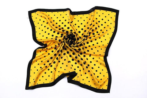 Yangtze Store Large Square Silk Scarf 36x36" (90x90cm) Black and Yellow Theme Polka Dot Print SZD034