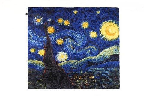 Yangtze Store Large Square Silk Scarf 36x36" (90x90cm) Navy Blue Theme Classic Painting SZD041