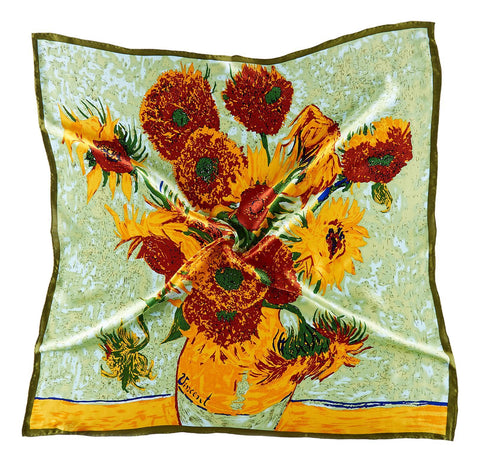 Large Square Silk Scarf Classic Painting Sunflowers by Van Gogh SZD204