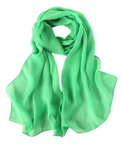 Yangtze Store Long Chiffon Scarf Solid Green Color CHL404