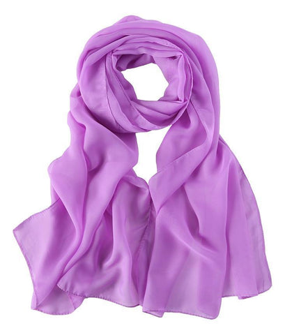 Yangtze Store Long Chiffon Scarf Solid Purple Color CHL405