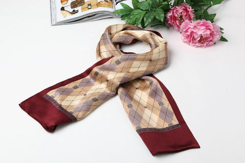 Yangtze Store Long Silk Satin Scarf for Men Maroon SFM011