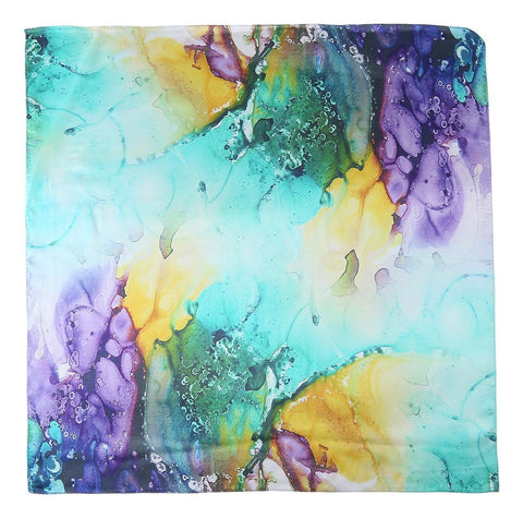 Yangtze Store Silk Neckerchief Small Square Silk Scarf Green Theme Coral Print XFD209