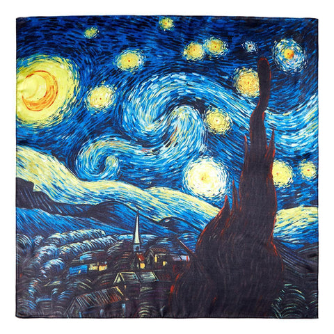 Silk Neckerchief Small Square Silk Scarf Starry Night by Van Gogh XFJ409
