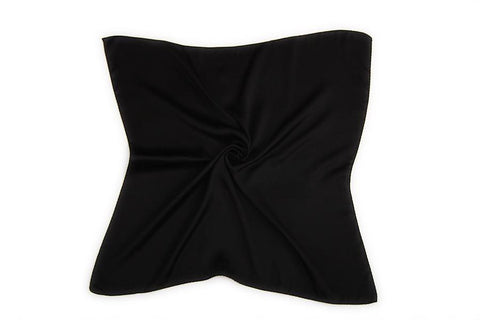 Yangtze Store Small Square Silk Satin Scarf Plain Black Color XFJ308