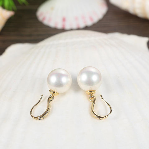 Yangtze Store White/Gold Pearl Earrings PEA002