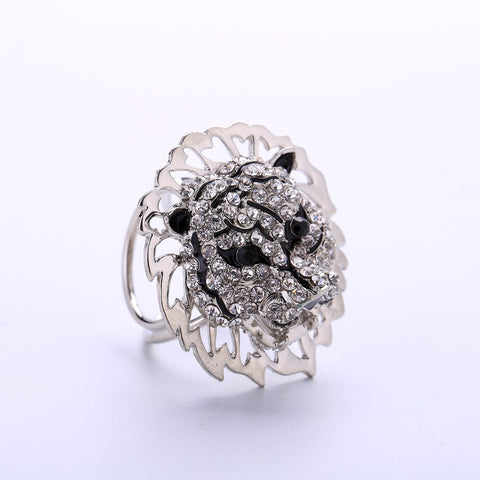 Yangtze Store Women's Fashion Silk Scarf Buckle Black and White Crystal Clip Ring BUK002