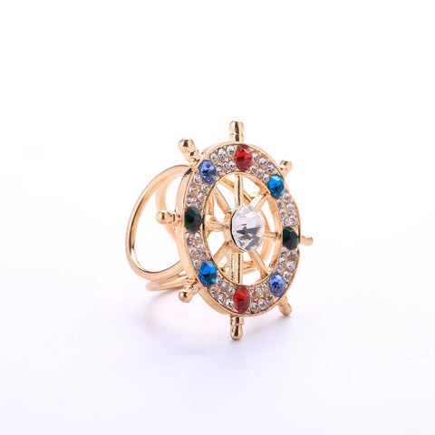 Yangtze Store Women's Fashion Silk Scarf Buckle Gold Crystal Clip Ring BUK001