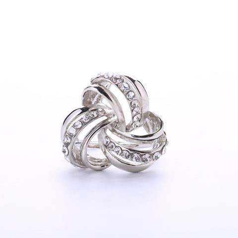 Yangtze Store Women's Fashion Silk Scarf Buckle Silver Crystal Clip Ring BUK003