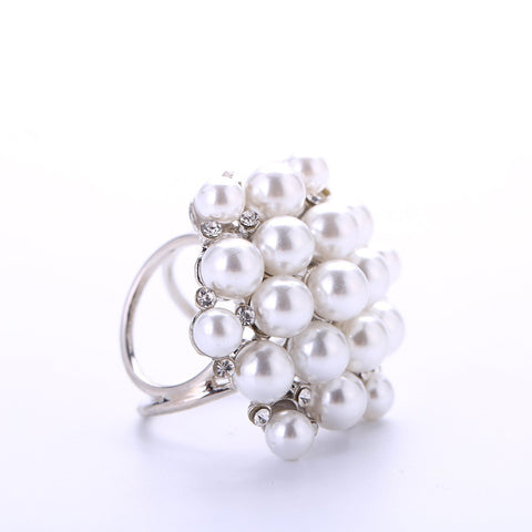 Yangtze Store Women's Fashion Silk Scarf Buckle Silver Pearl and Crystal Clip Ring BUK004