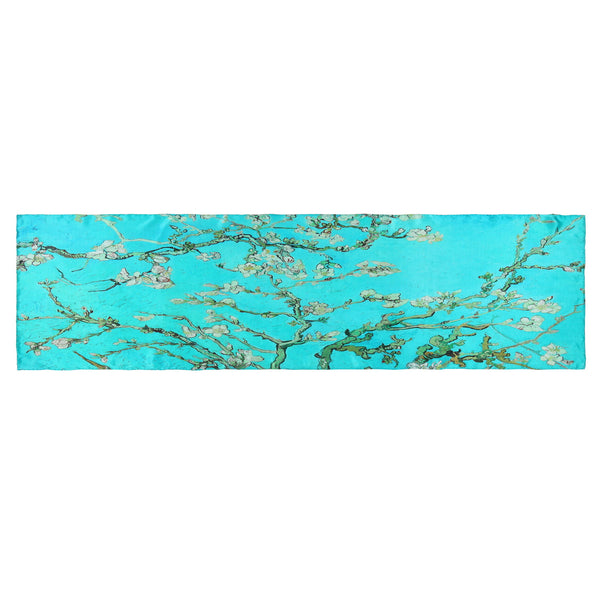 Long Charmeuse Silk Scarf with Classic Art Print Almond Blossoms By Van Gogh LZD144