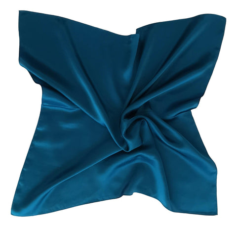 27 inch (70 cm) Square Silk Charmeuse Scarf Solid Turquoise Color ZFD404