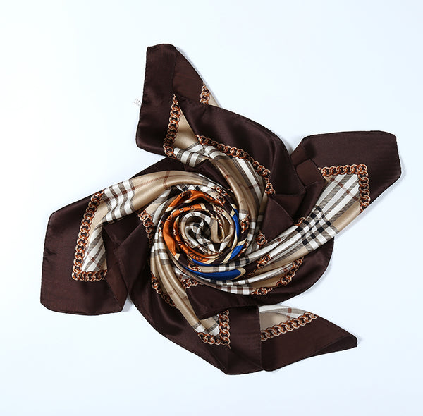 Large Square Silk Scarf 36x36" (90x90cm)  Taupe Theme SZD053