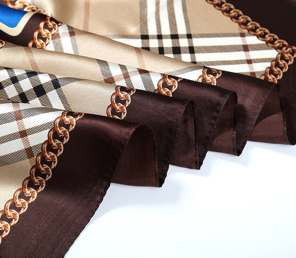 Large Square Silk Scarf 36x36" (90x90cm)  Taupe Theme SZD053