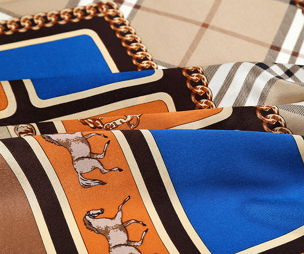 Large Square Silk Scarf 36x36" (90x90cm)  Taupe Theme SZD053