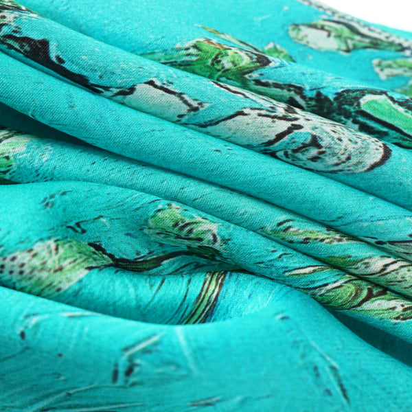 Long Charmeuse Silk Scarf with Classic Art Print Almond Blossoms By Van Gogh LZD144