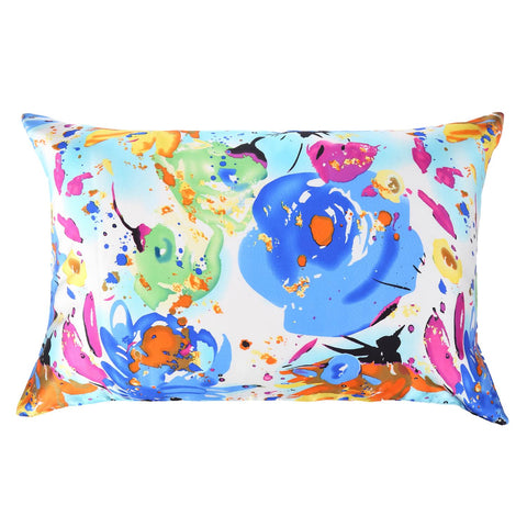100% Silk Pillowcase Blue Color Floral Print PC26