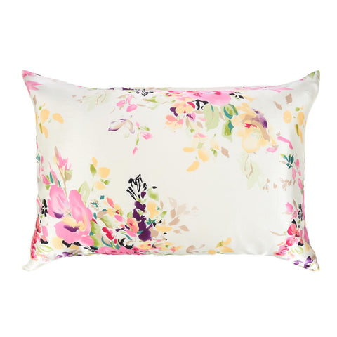 100% Silk Pillowcase White Floral  Print PC23