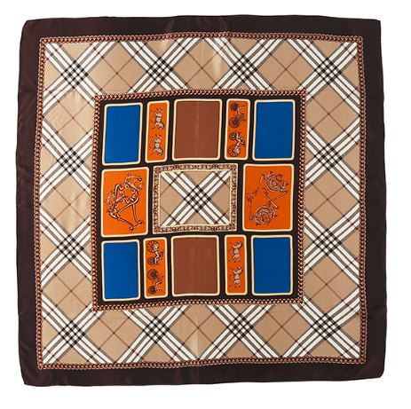Large Square Silk Scarf 36x36" (90x90cm)  Taupe Theme SZD053