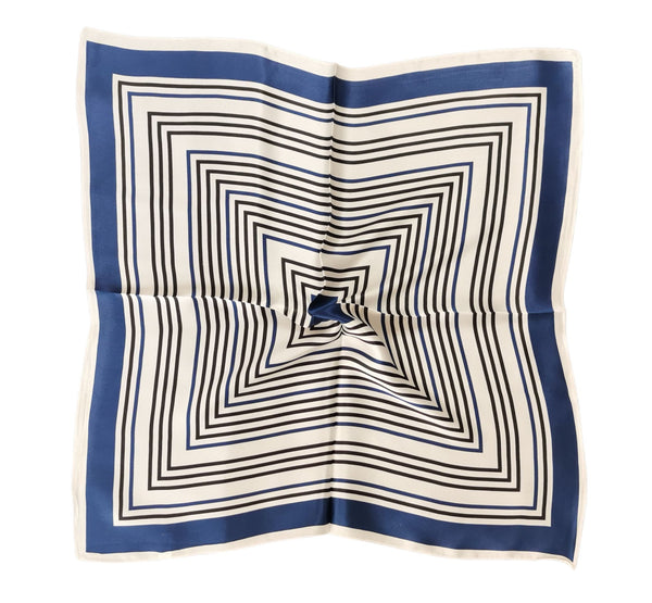 Silk Neckerchief Small Square Silk Scarf Navy Stripes XFJ261
