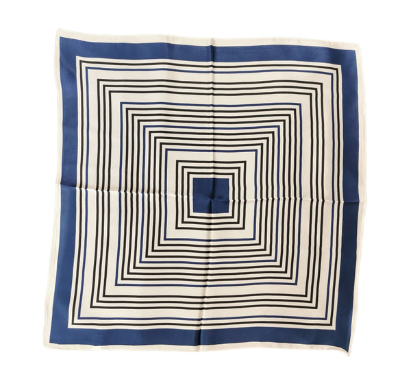 Silk Neckerchief Small Square Silk Scarf Navy Stripes XFJ261