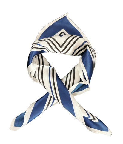 Silk Neckerchief Small Square Silk Scarf Navy Stripes XFJ261