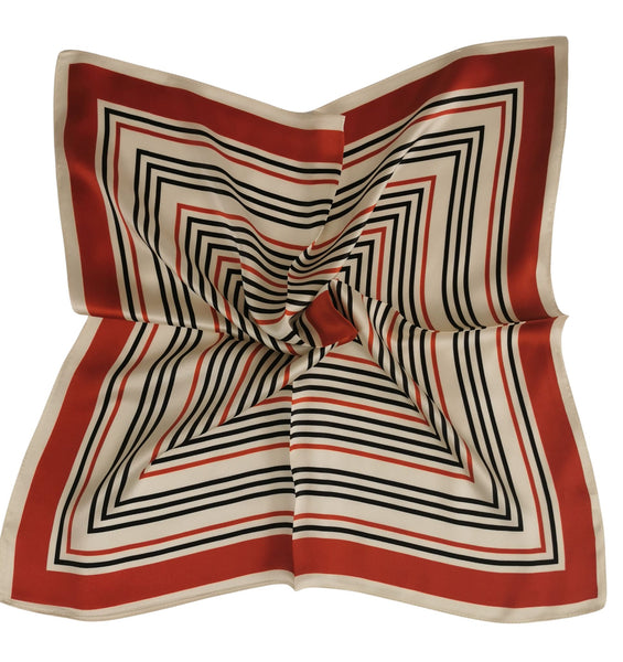 Silk Neckerchief Small Square Silk Scarf Red Stripes XFJ262