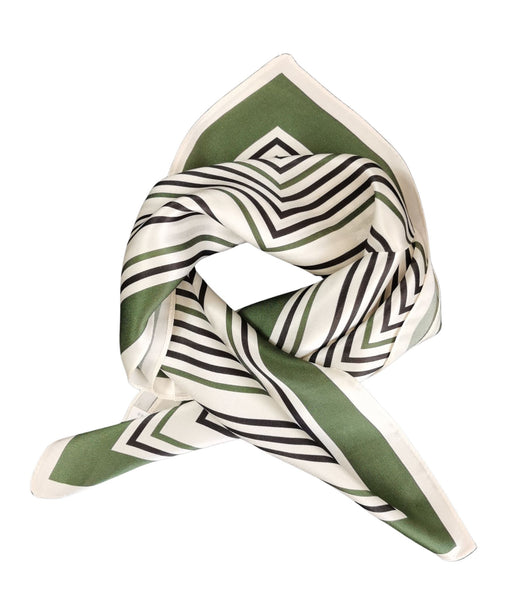 Silk Neckerchief Small Square Silk Scarf Green Stripes XFJ263
