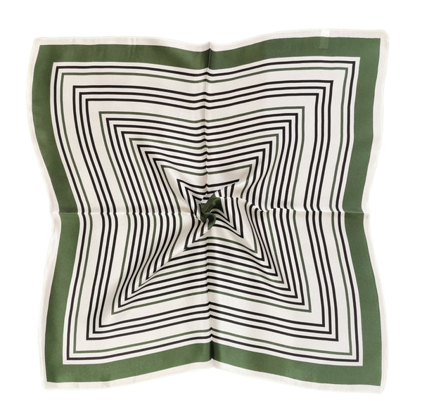 Silk Neckerchief Small Square Silk Scarf Green Stripes XFJ263