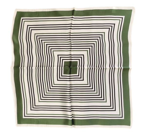 Silk Neckerchief Small Square Silk Scarf Green Stripes XFJ263