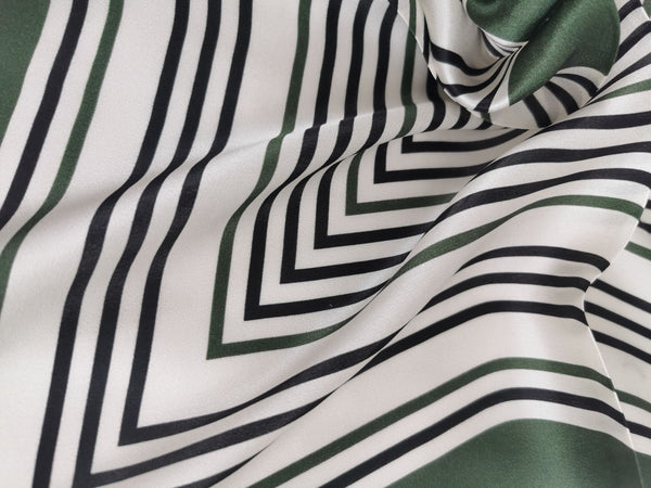 Silk Neckerchief Small Square Silk Scarf Green Stripes XFJ263