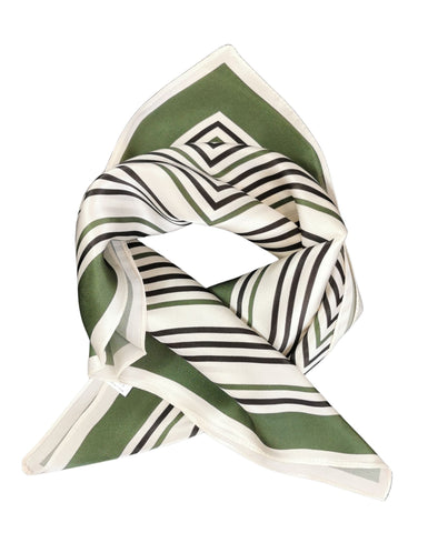 Silk Neckerchief Small Square Silk Scarf Green Stripes XFJ263