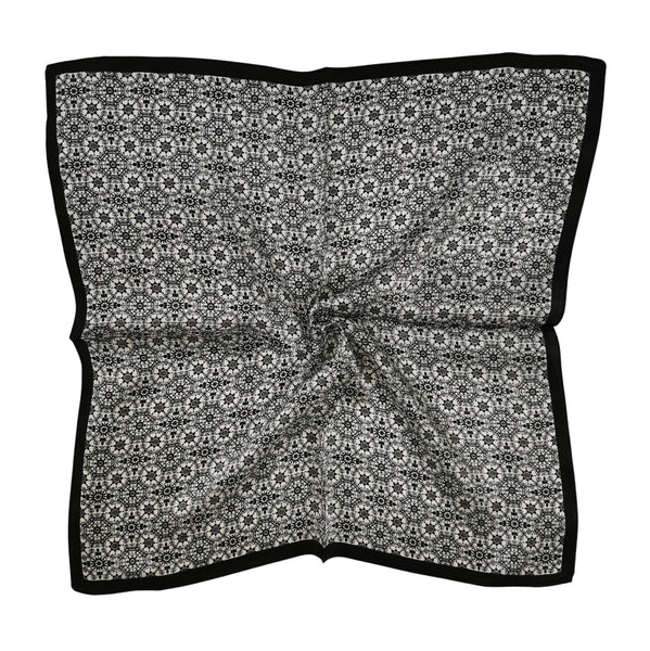 Silk Neckerchief Small Square Silk Scarf Black and White XFJ264