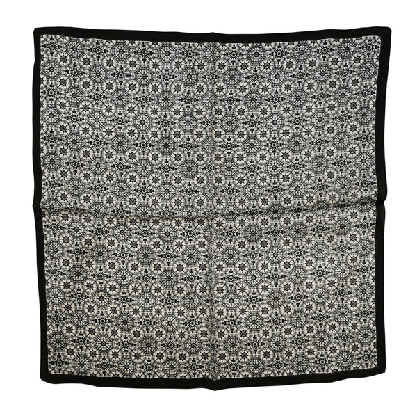 Silk Neckerchief Small Square Silk Scarf Black and White XFJ264