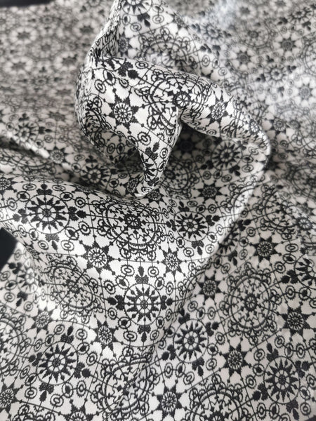 Silk Neckerchief Small Square Silk Scarf Black and White XFJ264