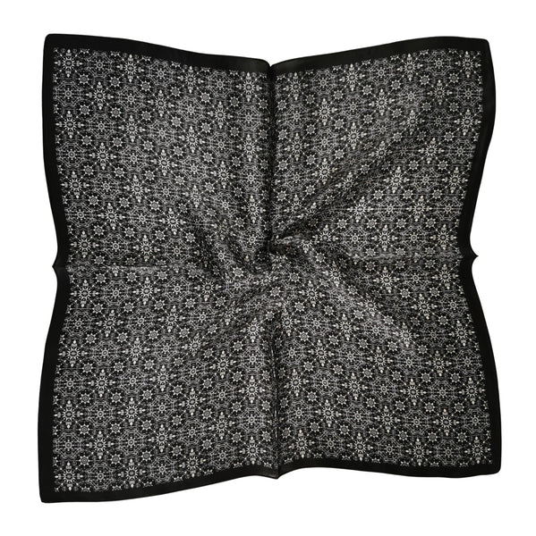 Silk Neckerchief Small Square Silk Scarf Black and White XFJ265