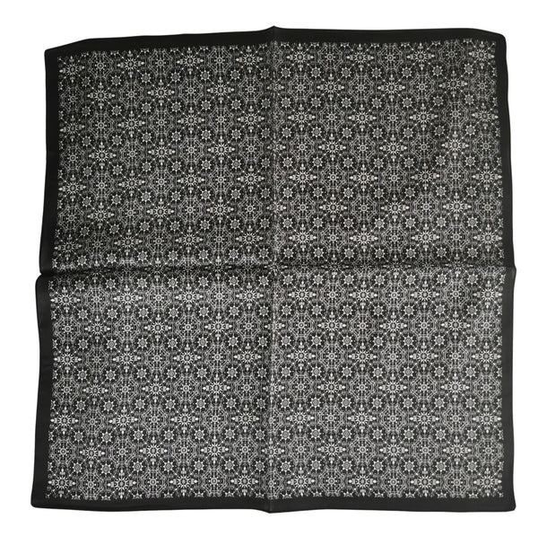 Silk Neckerchief Small Square Silk Scarf Black and White XFJ265